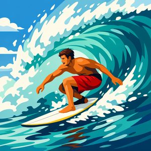 022 A Man With Brown Hair Surfs A Wave Wearing Red LMaKWHXJ - free printable paint by numbers