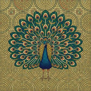 022 A Striking Mosaic Depicts A Peacock Displaying 6hNtXCcK - free printable paint by numbers
