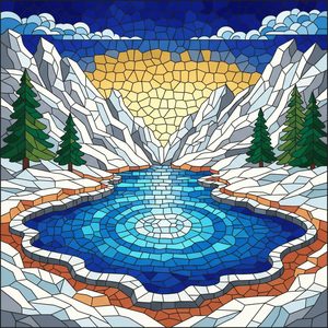 022 In A Stained Glass Style A Serene Mountain VbZIAeKf - free printable paint by numbers