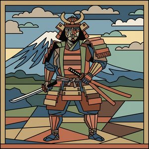 023 A Warrior In Traditional Samurai Armor Stands UVdYn36s - free printable paint by numbers