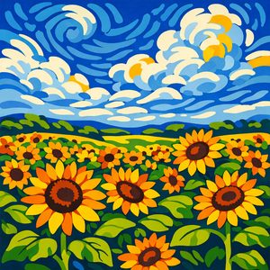 023 In A Bold Graphic Style A Field Of Sunflowers HCMSAKcl - free printable paint by numbers
