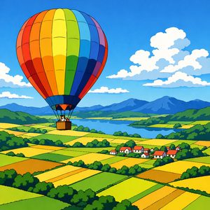 025 A Man And A Woman Are Seen In A Hot Air Balloon -3 G76Sm - free printable paint by numbers