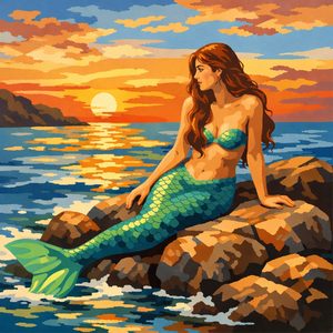 025 In A Bold Graphic Style A Mermaid With Long Ja9T-AvL - free printable paint by numbers