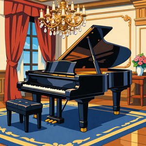 025 In A Flat Illustration Style A Grand Piano With PebXJJeg - free printable paint by numbers