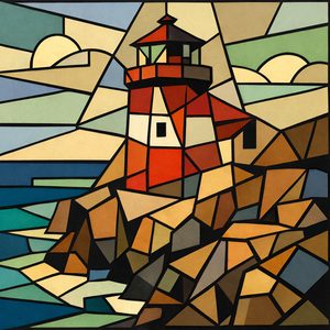 026 In A Stained Glass Style A Lighthouse Stands AvTSu9jn - free printable paint by numbers