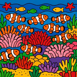 027 A School Of Clownfish Swims Amongst A Vibrant 8nmpwgDo - free printable paint by numbers