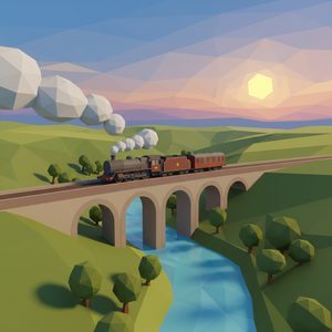 027 A Vintage Steam Train Crosses A Stone Arched VpL4Grq0 - free printable paint by numbers