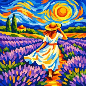 027 A Woman In A White Dress And Sun Hat Walks Sbpa6QEZ - free printable paint by numbers