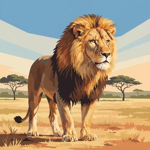 027 In A Stylized Illustration A Majestic Male Lion Z1j6mtOD - free printable paint by numbers