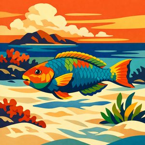 028 A Vividly Patterned Fish Swims Through Shallow 4XbsyuDB - free printable paint by numbers