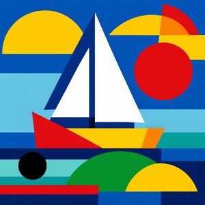 028 In A Geometric Style A Stylized Sailboat With OYl2xBep - free printable paint by numbers
