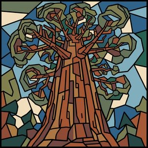 028 In A Stained Glass Style A Grand Ancient Tree Pd205wxU - free printable paint by numbers