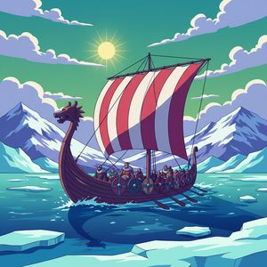 029 A Viking Longship With A Red And White Striped 01PiQg24 - free printable paint by numbers