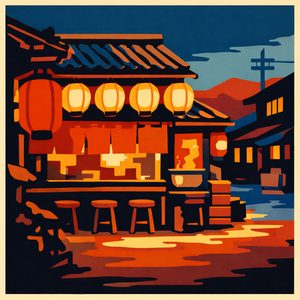 029 A Row Of Illuminated Lanterns Hangs Above An M0JFh4Pp - free printable paint by numbers