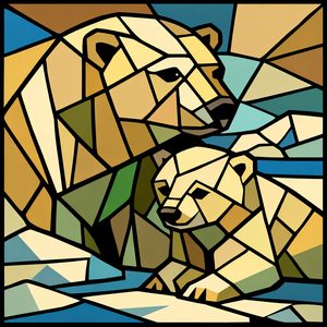 030 In A Stained-Glass Style Two Polar Bears Are 7k8b9VAZ - free printable paint by numbers