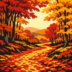 031 A Winding Path Covered In Fallen Leaves Leads Tayg-K8O - free printable paint by numbers