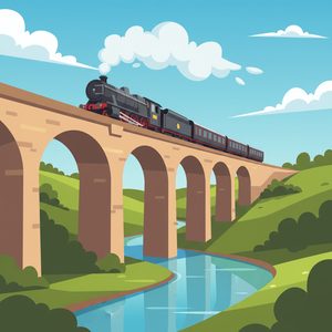 031 In A Flat Illustration Style A Black Steam Train 8t673YJX - free printable paint by numbers