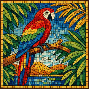 031 In A Stained Glass Mosaic Style A Scarlet Macaw XJXvYzua - free printable paint by numbers