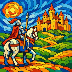 032 A Knight On A White Horse Clad In Silver Armor STY4HFqL - free printable paint by numbers