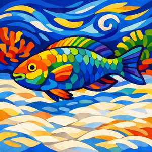 032 A Stylized Textured Depiction Of A Parrotfish 1slD9xoF - free printable paint by numbers