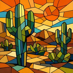 032 In A Stained Glass Style A Desert Landscape Dp6QNbJf - free printable paint by numbers