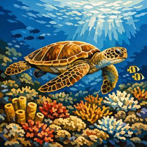 033 A Sea Turtle Glides Through A Vibrant Coral Reef CxJfIRJi - free printable paint by numbers