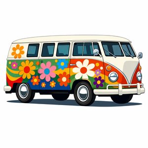 033 A Vintage Van Is Decorated With Large Stylized TTLXRTPf - free printable paint by numbers
