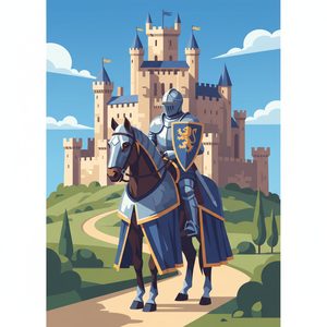 033 In A Medieval Illustration Style A Knight In FdaBE9AG - free printable paint by numbers
