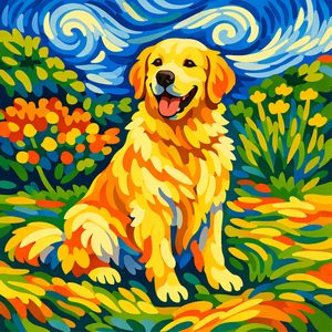 034 A Golden Retriever Sits Contentedly In A Field Of 6l3Slxcv - free printable paint by numbers