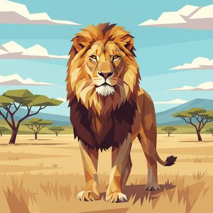035 A Majestic Lion Stands Confidently In A Savanna FG8 43WZ - free printable paint by numbers