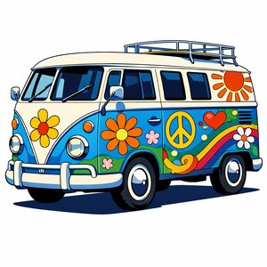 035 A Retro Camper Van Is Adorned With Bold Stylized RZ351xeB - free printable paint by numbers