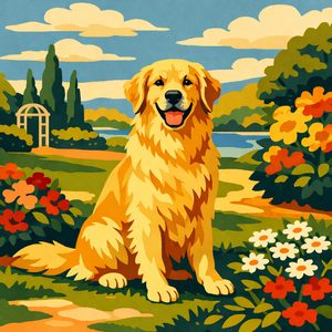 036 A Golden Retriever Sits Contentedly In A Sunlit AnKPwnIm - free printable paint by numbers