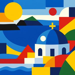 036 In A Cubist Style A White Building With A Blue T78F0ofV - free printable paint by numbers