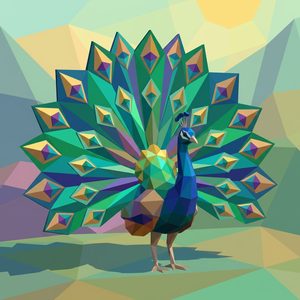 037 A Low-Poly Peacock Displays Its Fanned Tail In 94zPFcfw - free printable paint by numbers