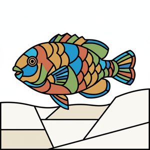 037 A Stylized Fish Rendered In A Mosaic Pattern KQcdQ2Sm - free printable paint by numbers