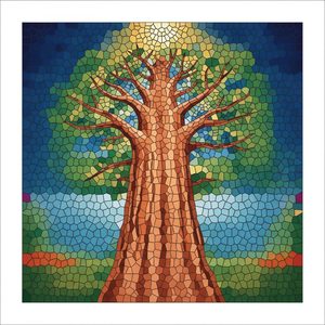 037 In A Stained Glass Style A Grand Oak Tree HAnEywAo - free printable paint by numbers