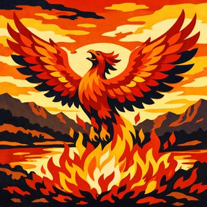 038 A Majestic Phoenix With Fiery Plumage Rises From DCjapzLf - free printable paint by numbers