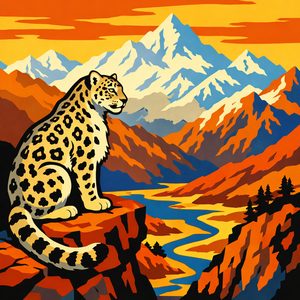038 In A Fauvist Style A Snow Leopard Sits Regally 5NdrTD0c - free printable paint by numbers