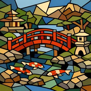 038 In A Stained Glass Style This Scene Depicts A KKP-Tw8K - free printable paint by numbers