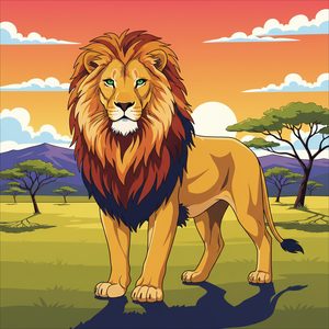 040 A Majestic Lion Stands Proudly In A Savanna ZD-E2hr9 - free printable paint by numbers