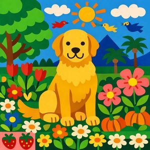 041 In A Charming Graphic Style A Golden Retriever Cg0l62t1 - free printable paint by numbers
