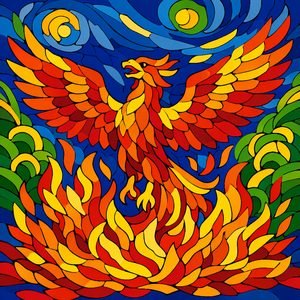 042 A Majestic Phoenix Rendered In Bold Segmented Fr7pIuRF - free printable paint by numbers