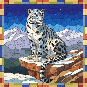 042 In A Stained Glass Style A Snow Leopard With WXtwvjOq - free printable paint by numbers