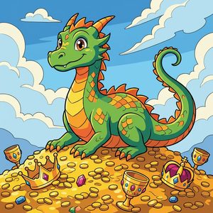 045 A Friendly Green Dragon With Orange Accents Rests 6fzxhcz6 - free printable paint by numbers