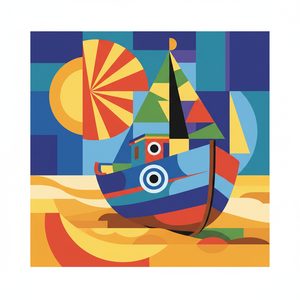 045 A Stylized Sailboat Is Depicted Resting On A NkODZezS - free printable paint by numbers