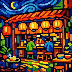 045 In A Mosaic Style A Nighttime Street Scene O0kGVS4L - free printable paint by numbers