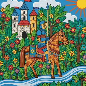 046 A Knight In Full Armor Rides A Patterned Horse VVXu95Sk - free printable paint by numbers