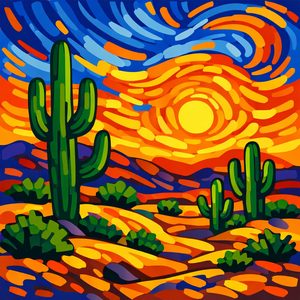 046 In A Mosaic Style A Desert Landscape Unfolds XrMIdvG - free printable paint by numbers