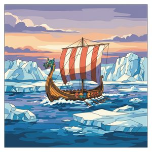 048 A Viking Longship With A Dragon Figurehead And Ei9qfwh - free printable paint by numbers