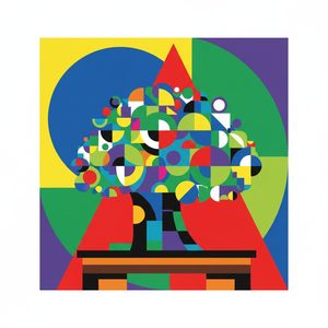 048 In A Geometric Abstract Style A Stylized Tree P4kDjqbK - free printable paint by numbers